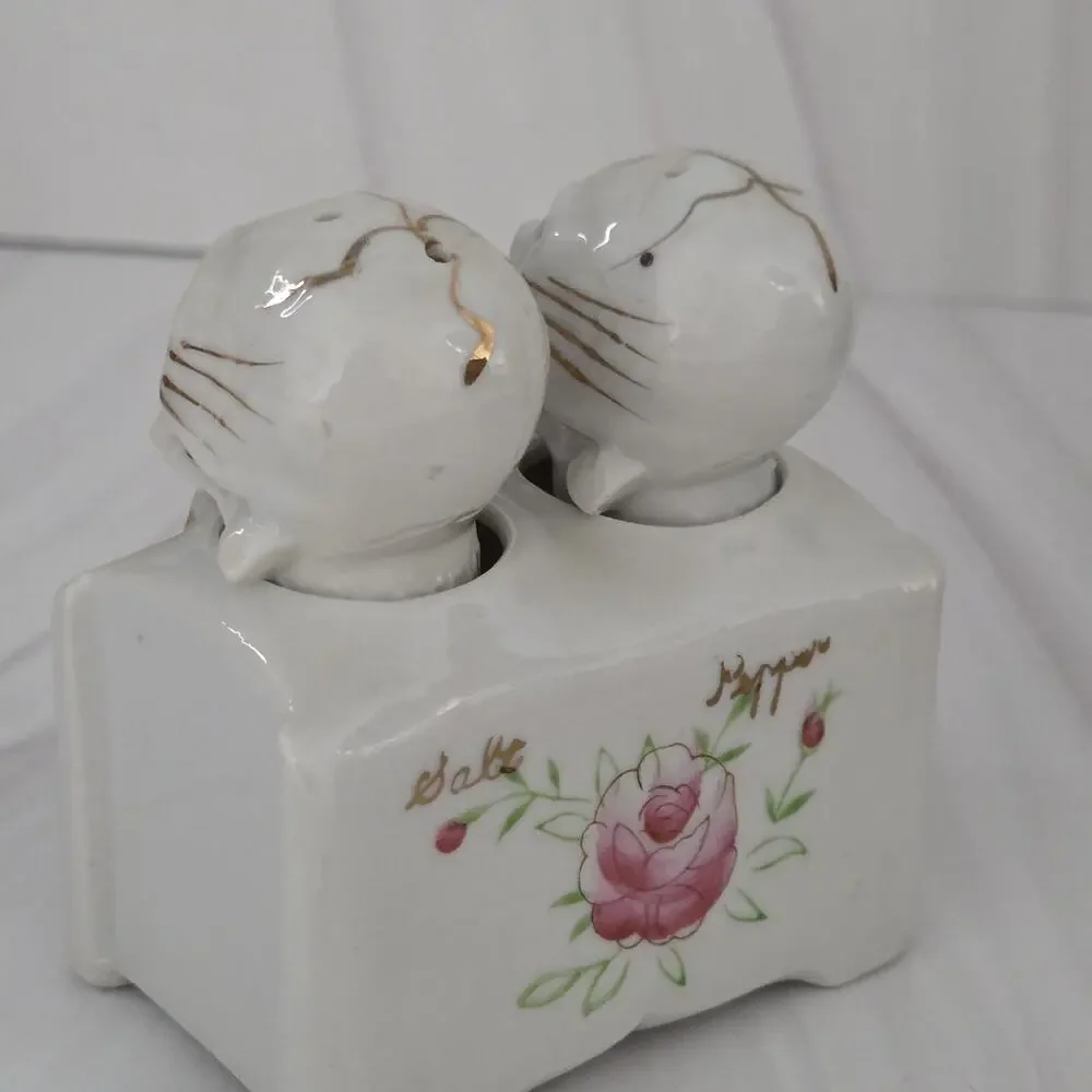 1950s Empress Japan Nodding Skull Salt & Pepper Shakers w/ Base